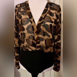 A3 Design Leopard Print Bodysuit Sz S